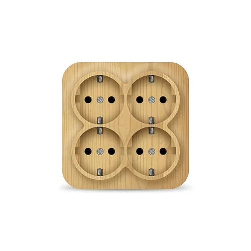 Розетка 4-м ОП 16А IP20 с заземл. сосна квадрат IONICH 1459 Розетка 4-м ОП 16А IP20 с заземл. сосна квадрат IONICH 1459